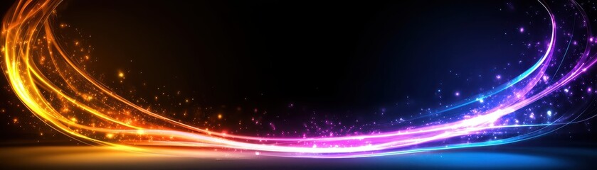 Fototapeta premium A vibrant swirl of colorful light effects on a dark background, perfect for creating dynamic and energetic visuals.