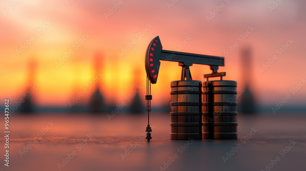 Poster dynamic oil market fluctuations financial data visualization in with copy space and selective focus