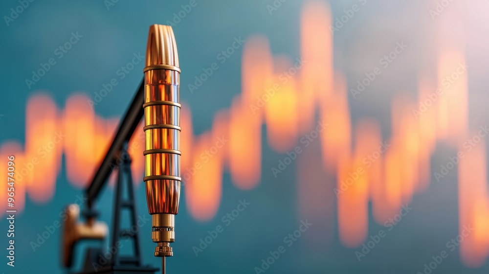 Poster global market impact analysis with oil price graph - with copy space and selective focus in