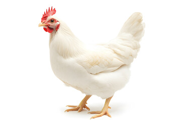 Fototapeta premium White hen isolated on white background