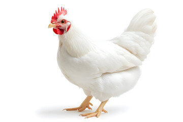 White hen isolated on white background