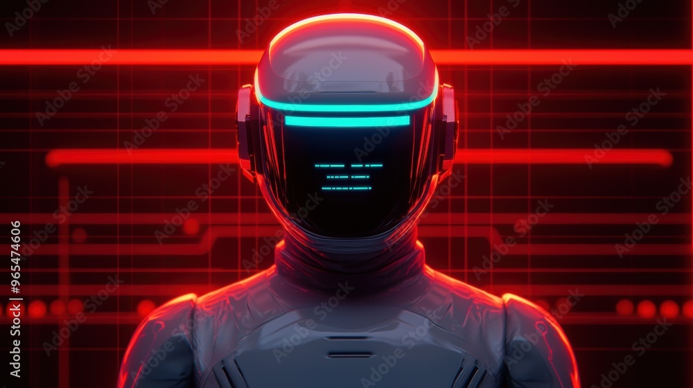 Aufkleber futuristic virtual assistant hologram interface in with ray tracing technology and sleek design