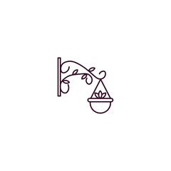 hanging pot outline icon. Linear vector from farming and gardening concept. Thin line hanging pot icon isolated on white background