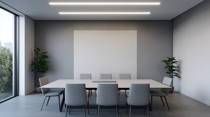 Fototapeta premium Cutting-Edge Futuristic Conference Room with Ultra HD Ray Tracing and Ambient Lighting