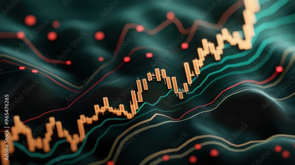Poster futuristic holographic oil price chart in fluctuating market data interface on dark background - sel