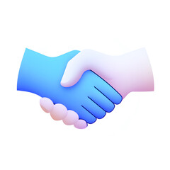Handshake 3d cartoon icon isolated on white background