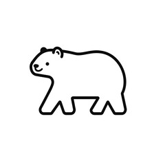 Fototapeta premium Polar bear silhouette black line icon