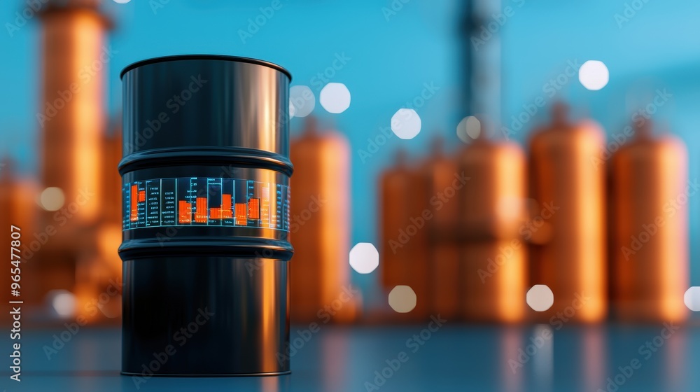 Poster futuristic crude oil trading analysis with advanced holographic graphs in - modern with copy space a