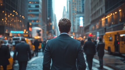 Businessman walking in new york city street