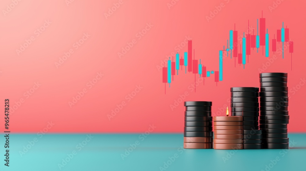 Poster futuristic oil price trend analysis holographic graph display trading dashboard with copy space and 