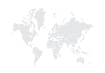 World map vector, isolated on white background. Flat Earth, gray map template for web site pattern, annual report, infographics. Globe similar world map icon. vector EPS10.
