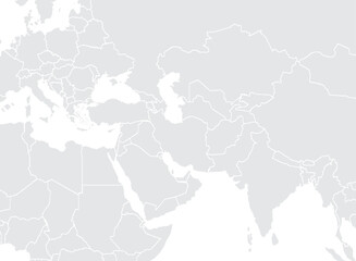 Middle East Map.for website layouts,background,education, precise,customizable,Travel worldwide,map silhouette backdrop,earth geography, political,reports.Grayscale style ,isolated on white background