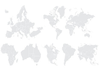 World map vector, isolated on white background. Flat Earth, gray map template for web site pattern, annual report, infographics. Globe similar world map icon. vector EPS10.