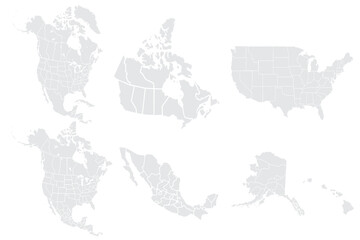 Fototapeta premium Map of North America, isolated on white background. Vector EPS.10 