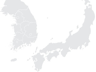 East Asian countries gray white vector.	

