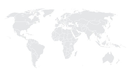 World map vector, isolated on white background. Flat Earth, gray map template for web site pattern, annual report, infographics. Globe similar world map icon. vector EPS10.