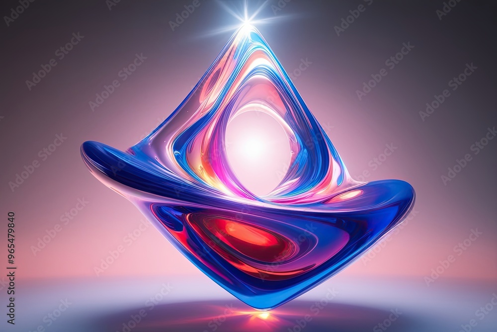 Poster vibrant 3d liquid geometry with dynamic fluid motion and glowing abstract shapes