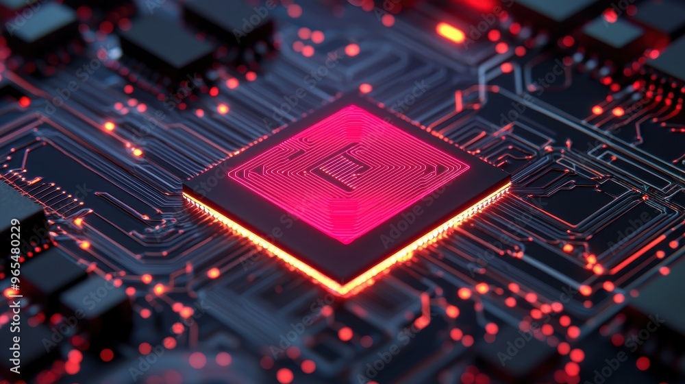 Aufkleber cutting-edge ai chip technology unveiled - intricate with detailed circuits and ray tracing in futur