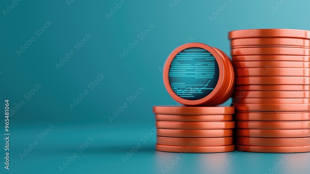 Poster futuristic oil price monitoring system holographic graph interface with copy space,