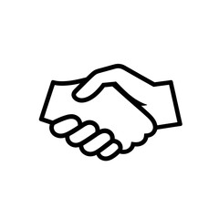 Handshake black  line icon isolated on white background. Handshake symbol