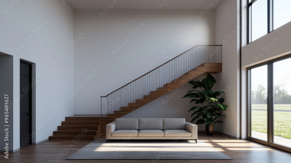 Poster futuristic digital library with screens - with ray tracing