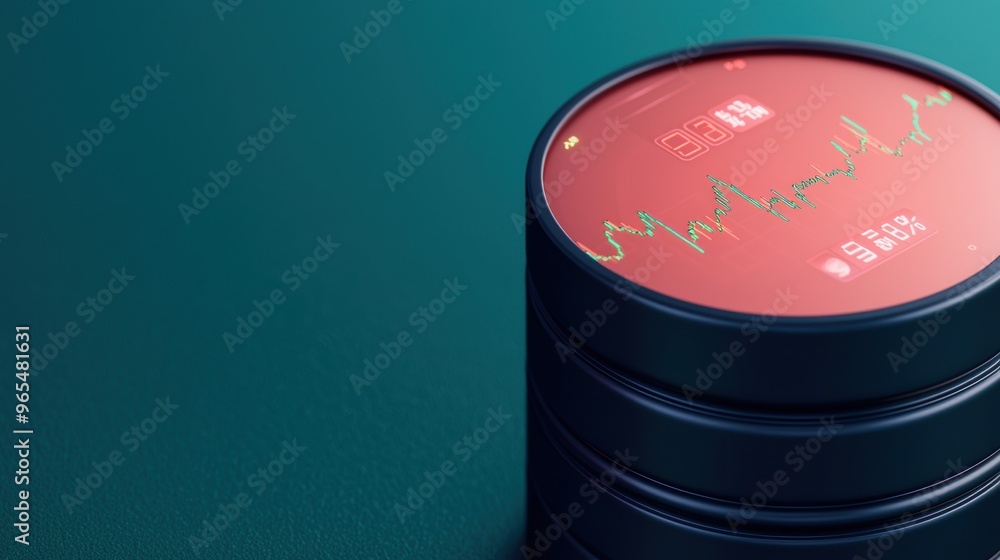 Poster futuristic oil price monitoring visualization with holographic graphs on sleek trading platform -
