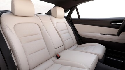 Opulent Luxury Car Interior in Featuring Plush Leather Seats, Ray Tracing, and Ambient Lighting