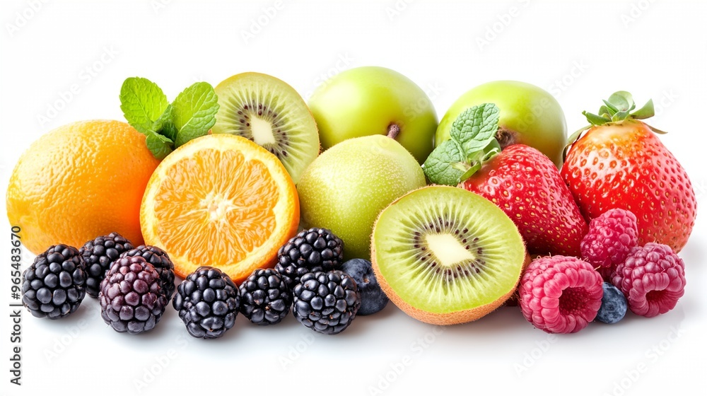 Poster a pile of fruit with a white background