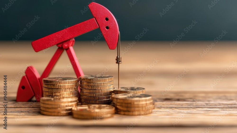 Poster visual representation of energy crisis with oil price spike in featuring copy space for text and sel