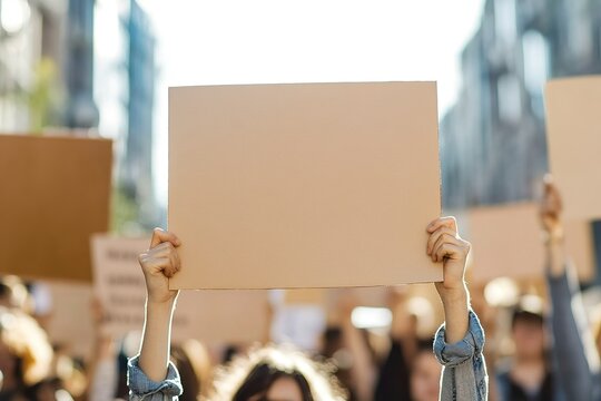 Activists holding signs at a peaceful protest