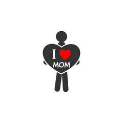 Mothers day icon isolated on white background ,Beautiful symbols for mom, woman and love.