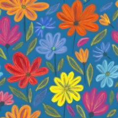 Fototapeta premium Seamless pattern with colorful flowers