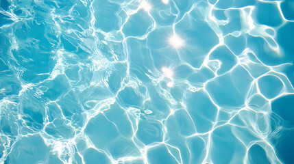 Obraz premium Top view on clear blue pool water surface with ripples and light reflections