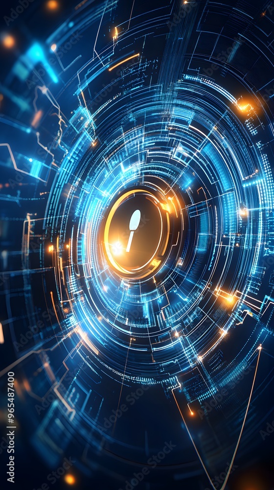 Poster abstract digital technology background with fork and knife symbol.
