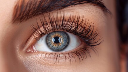 Fototapeta premium Hazel female eye with curled long eyelashes