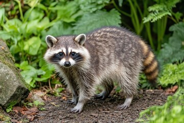 Curious Raccoon in the Forest