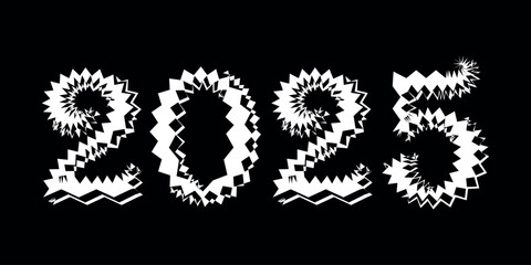 American Happy new year 2025 celebration with 2025 text effect in black background. 
