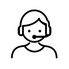 Fototapeta premium Customer support black line icon isolated on white background