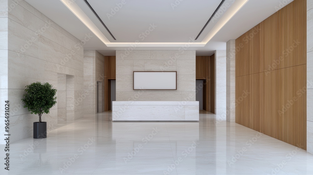 Poster futuristic interactive exhibits in modern museum with clean architecture and ray tracing - visuals