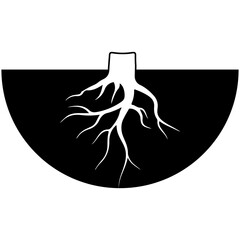 Root Tree Silhouette. Vector Illustration
