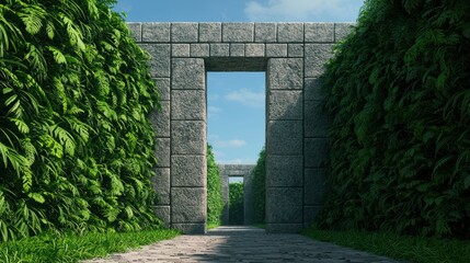 Obraz premium Mystical Ancient Ruins Shrouded in Overgrown Vegetation -