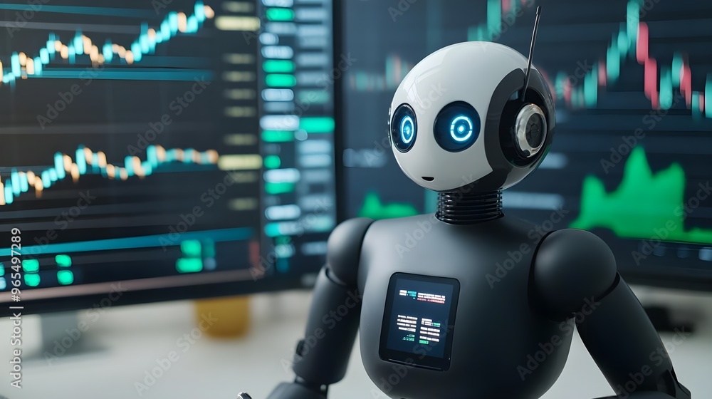 Poster ai robot analyzing stock market data