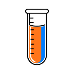 Single test tube illustration in blue and orange for scientific research
