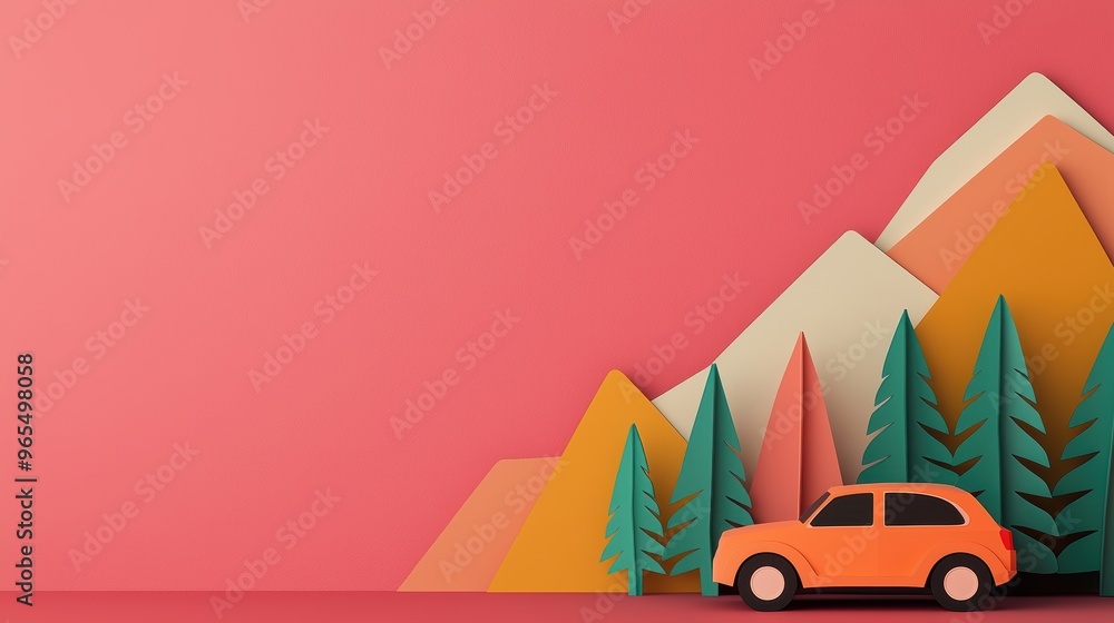 Aufkleber geometric digital vehicle model in bright colors - abstract lowpoly design with copy space, selectiv