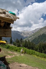 landscape in the mountains, Local resting in Kashmir valley