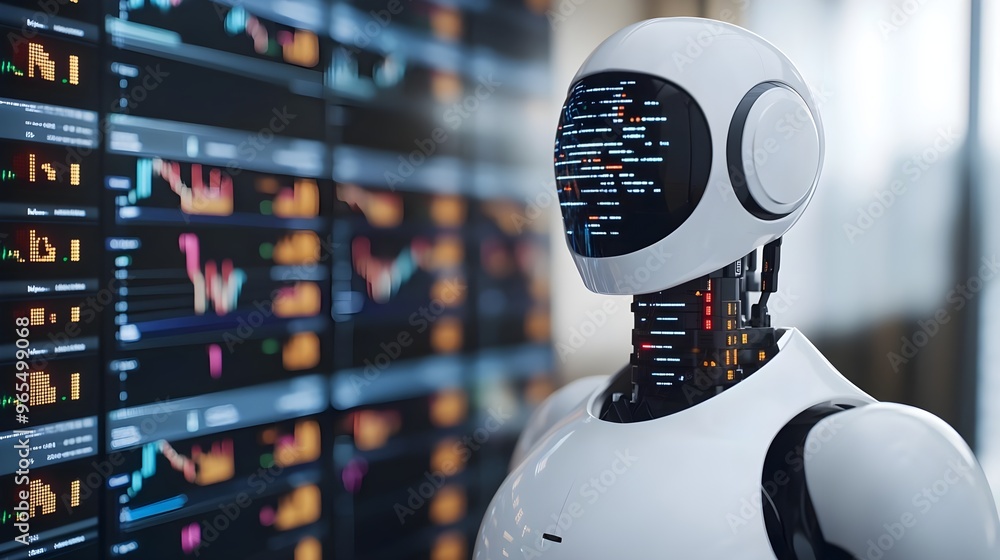 Poster ai robot analyzing stock market data