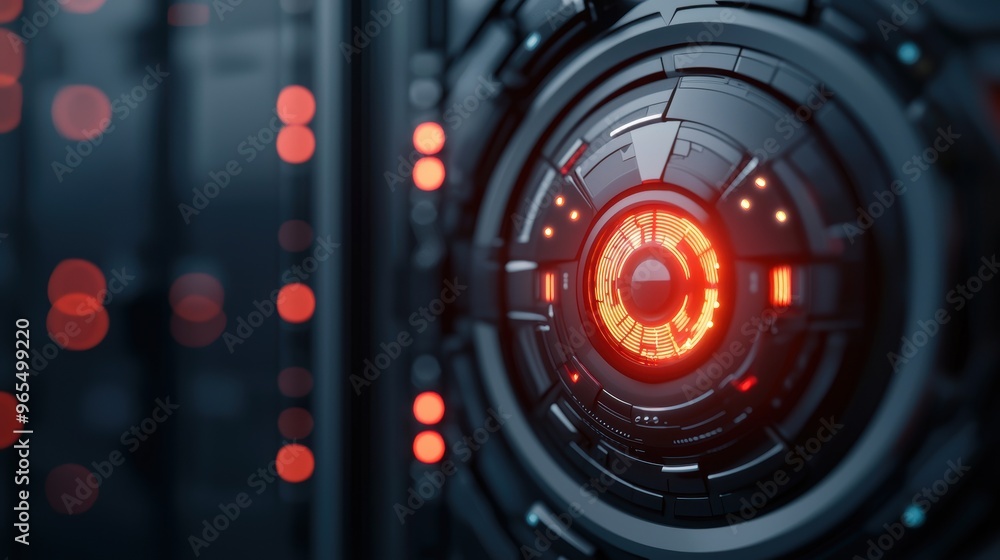 Aufkleber advanced ai security system with glowing sensors - futuristic surveillance technology