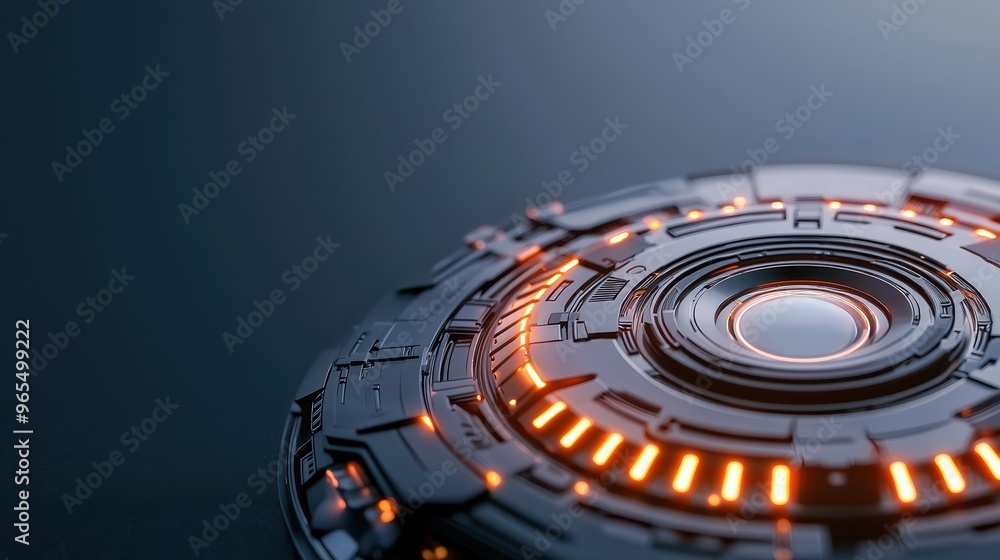 Poster futuristic advanced ai security system with glowing sensors