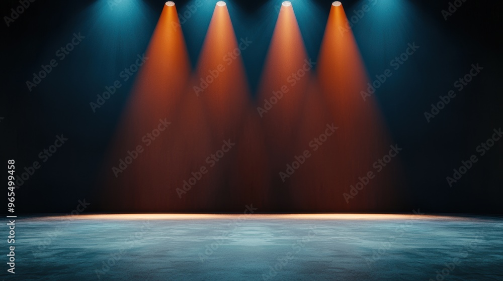 Poster futuristic virtual reality concert experience in with immersive stage setting and copy space for tex