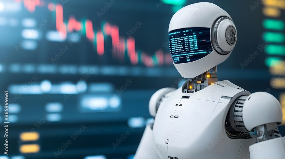 Poster ai robot analyzing stock market data
